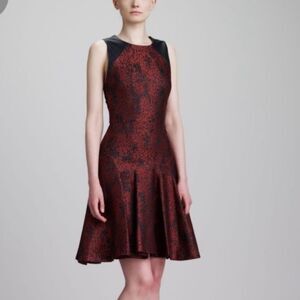 Jason Wu jacquard and leather flounce Dress 8